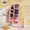 Costway Kids Jewelry Cabinet with Full-Length Mirror Drawer 2 Adjustable Tilt Angles White/Pink